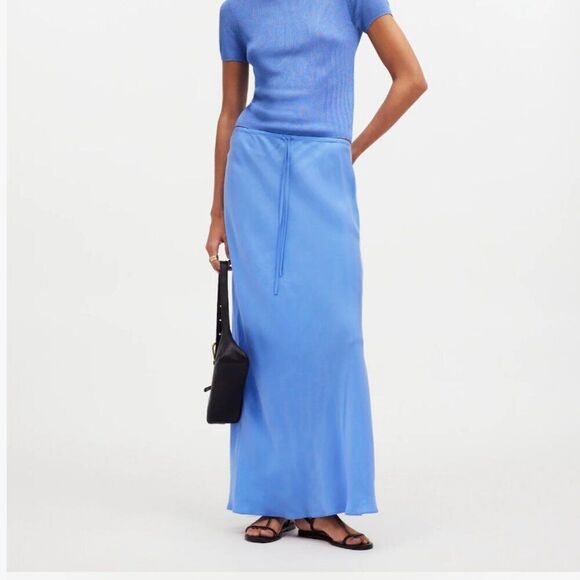 Madewell NQ794 Tie-Waist Maxi Slip Skirt in Cupro Blend NWT size 12 - Picture 1 of 11